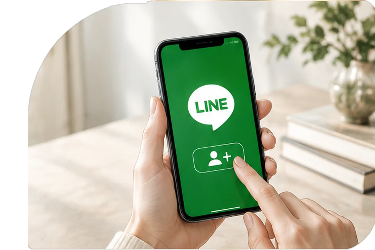 スマートフォンでLINEの友だち追加画面を開いているところ